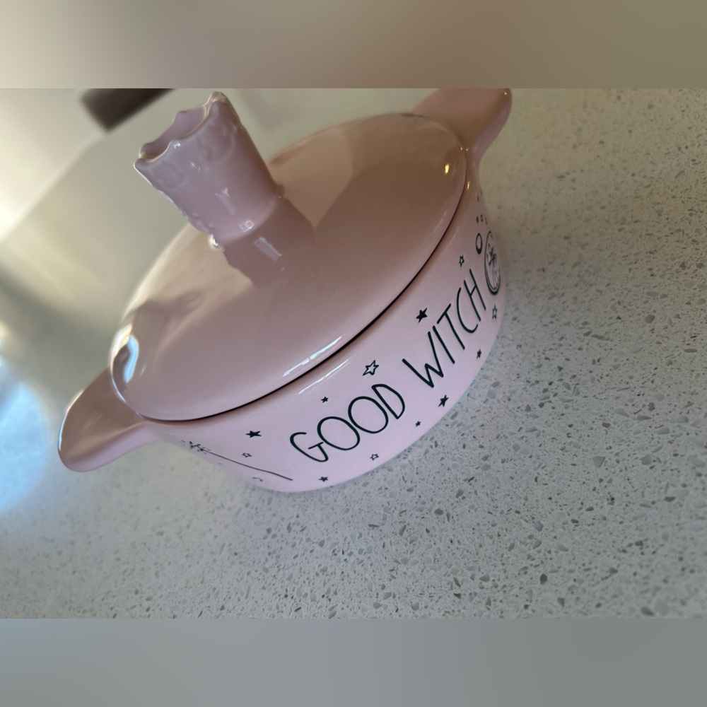 Pink Ceramic Rae Dunn  'Good Witch' Dish with Lid